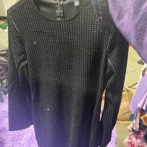 Black Velvet Dress with Silver Accents